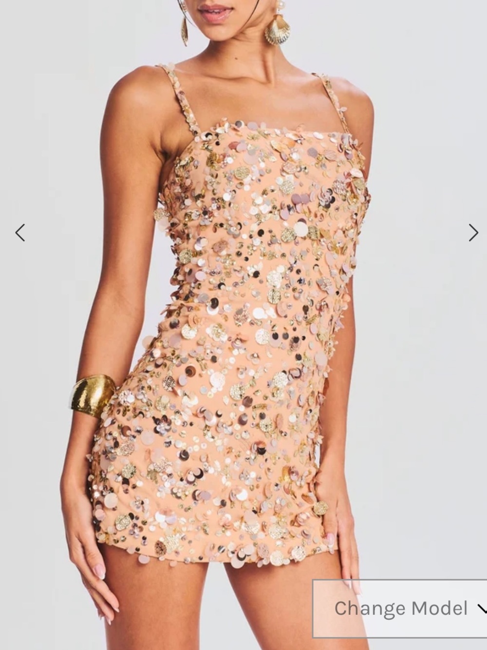 Retrofete Zhuri Embellished Dress in Gold Seashell sz XS
